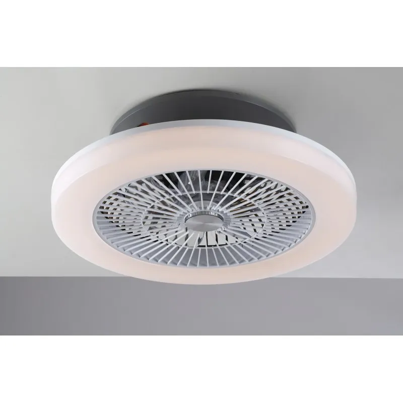 Plafoniera LED con ventilatore bianca in acrilico pmma 40w 4450lm cct dimmerabile wi-fi 50x50x16,5cm