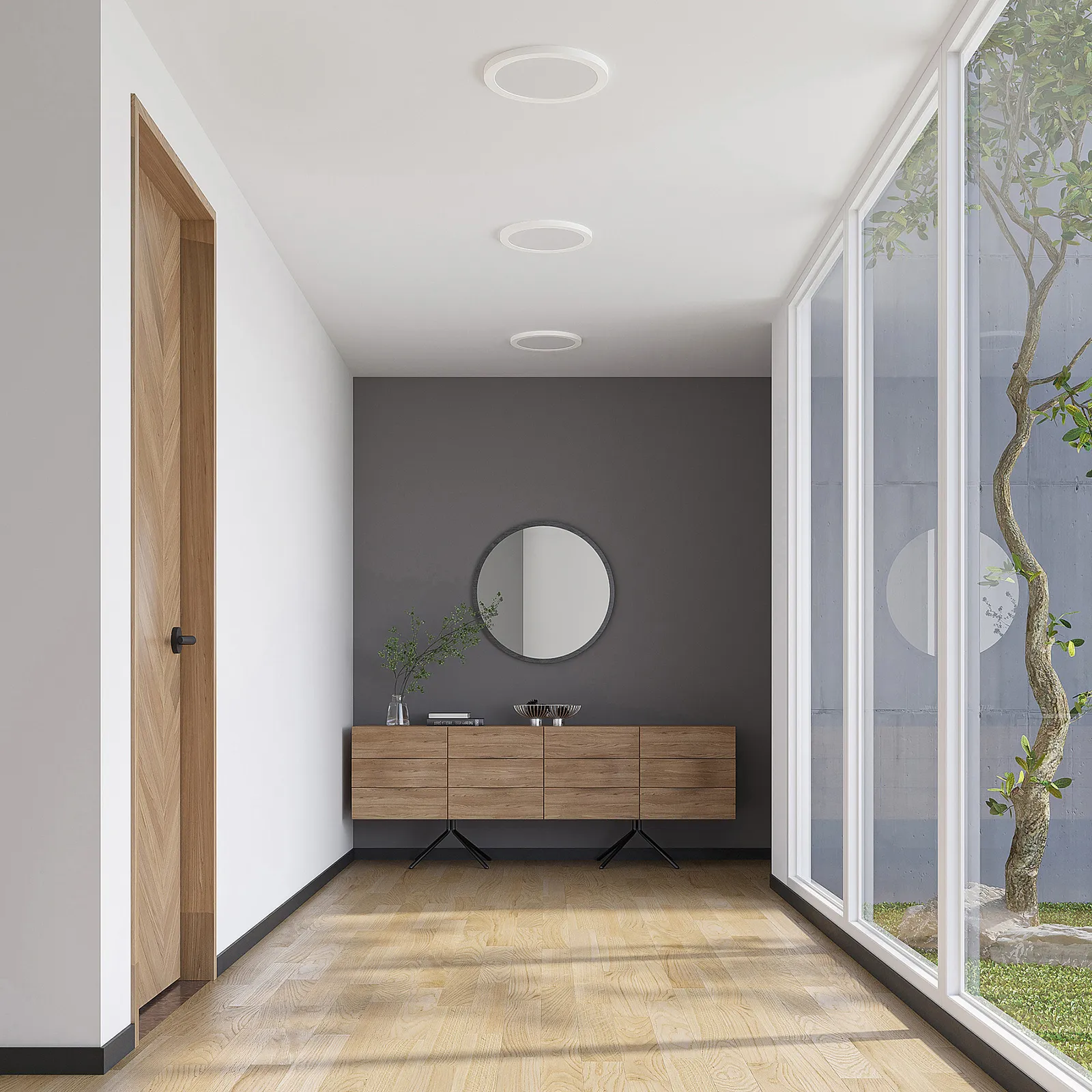 Prios Plafoniera LED Aureka, set di 2, sensore, Ø 33 cm, bianco