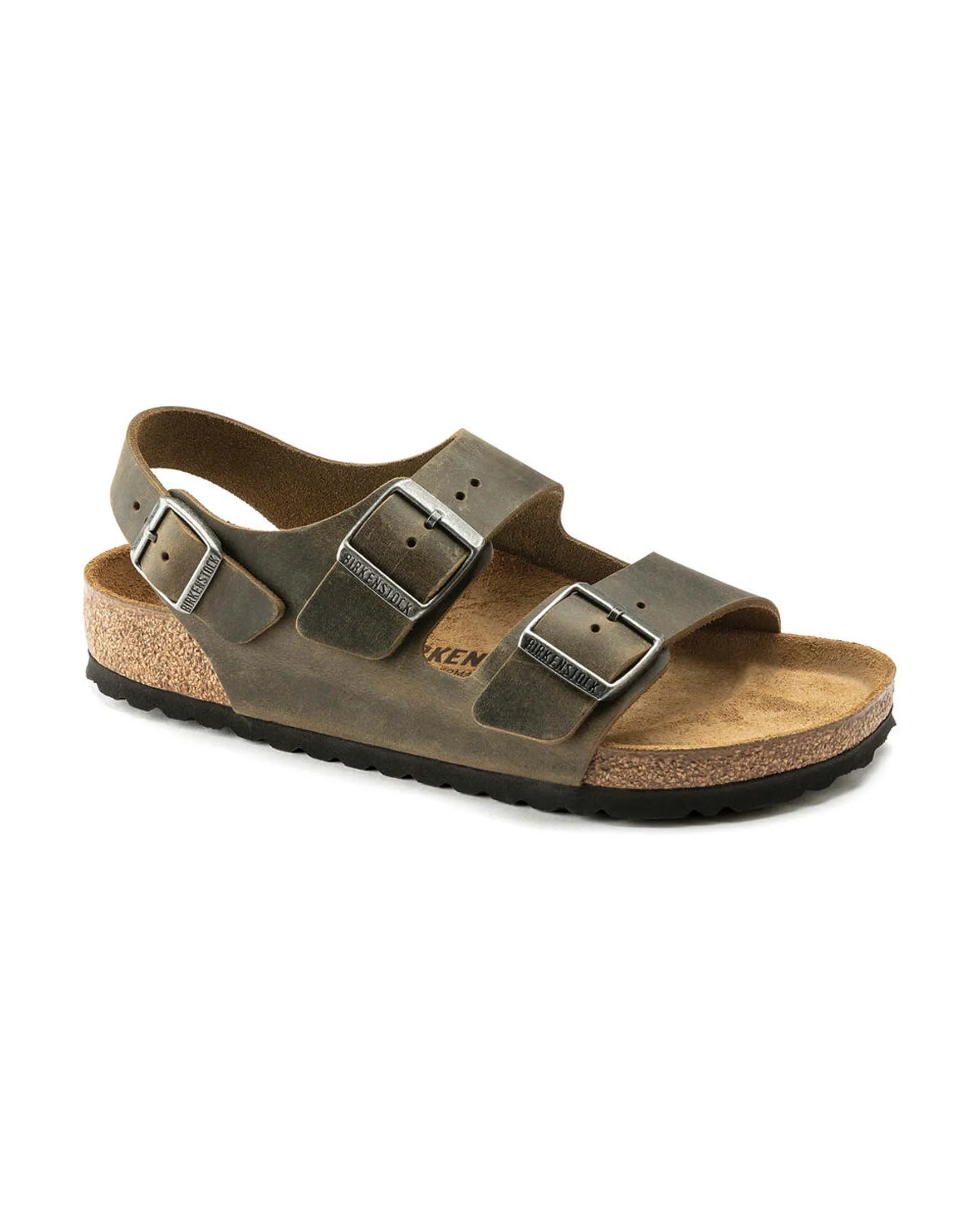 Sandalo Milano marrone in pelle oliata con cinturino sul tallone