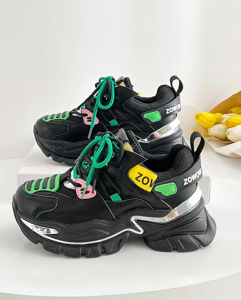 Scarpe da donna nuove in rete a contrasto colore comode scarpe sportive antivento con fondo spesso