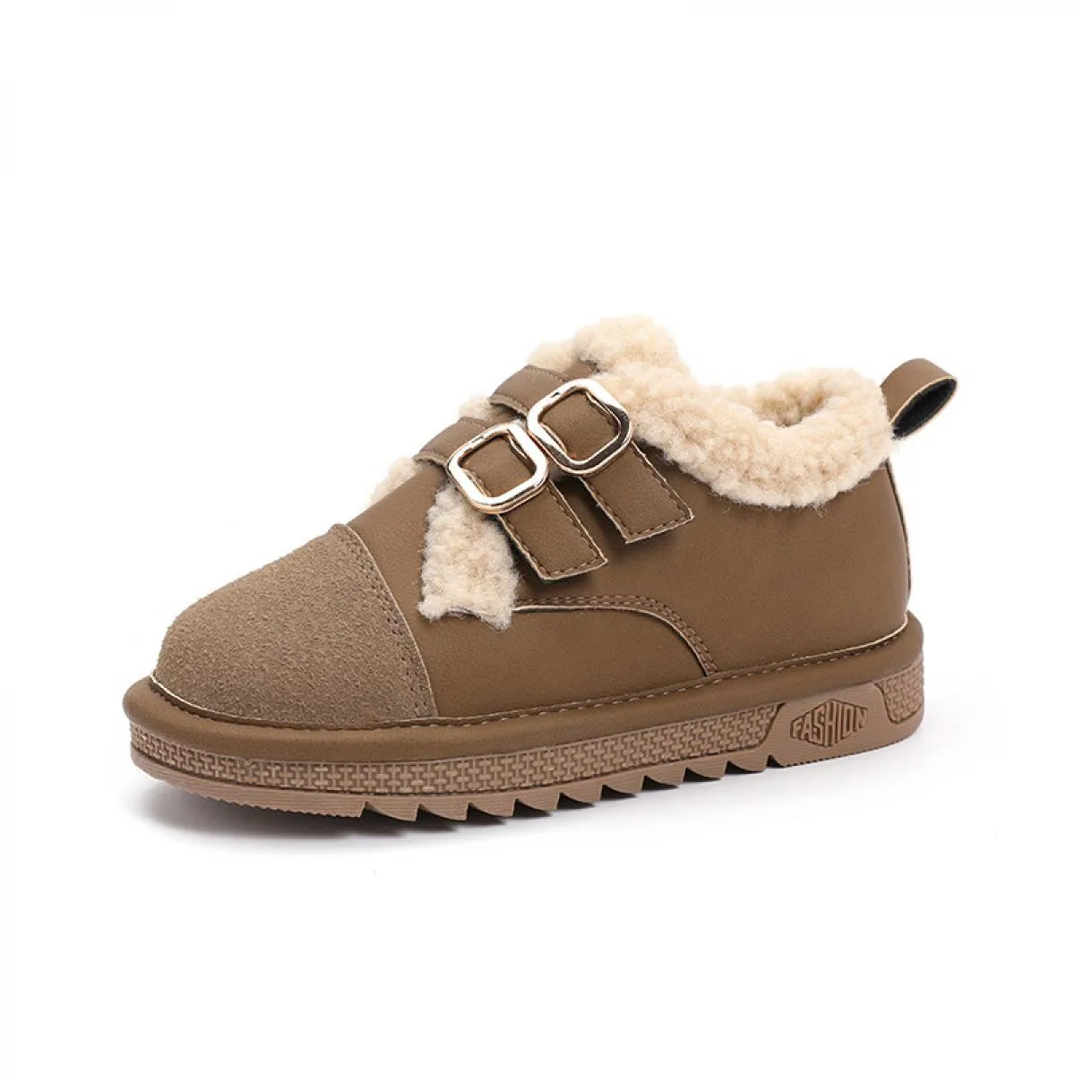 Scarpe in pelliccia per bambini in pelle verniciata 2023 piattaforma invernale scarpe da scuola per il tempo libero in peluche p