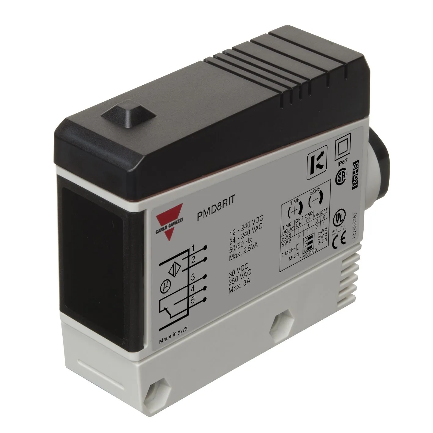 Sensore fotoelettrico Rettangolare Carlo Gavazzi, a riflessione diffusa, rilevamento 200 → 800 mm, uscita SPDT