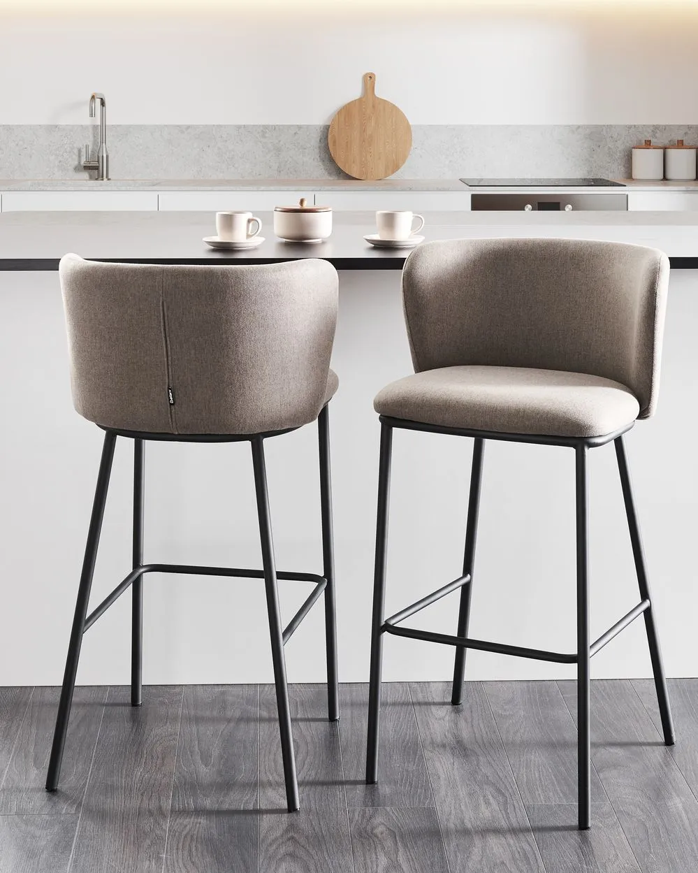Set of 2 Bar Chairs MINA Taupe