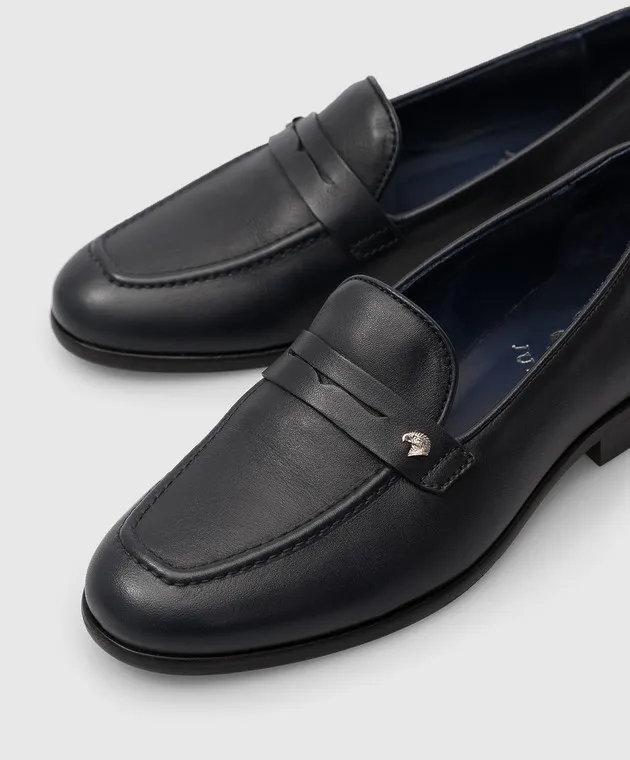 Stefano Ricci Mocassini da bambino in pelle blu scuro YRU59CG895VB