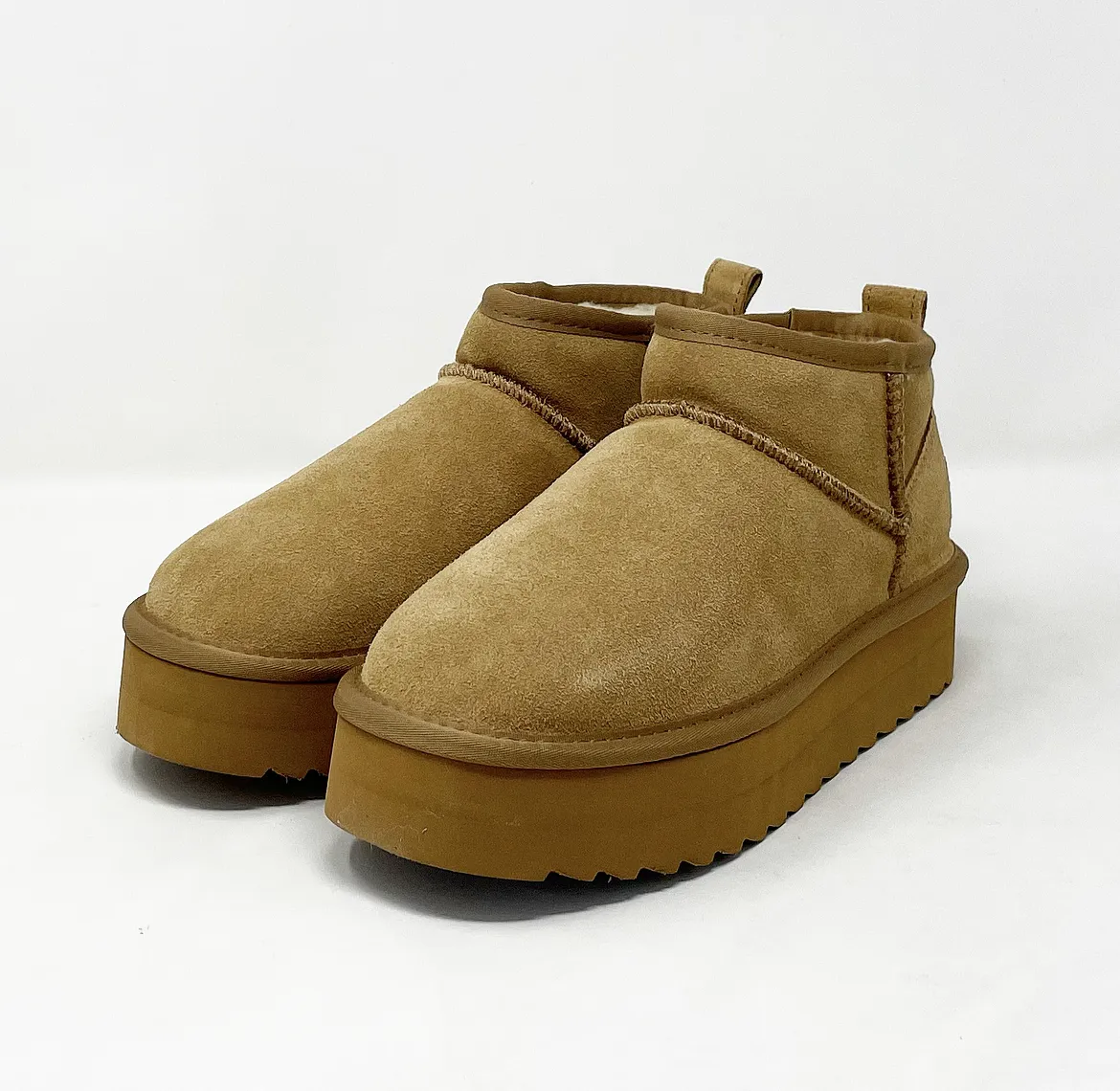 STIVALE INVERNALE PLATFORM TAGLIO MINI IN CAMOSCIO CON FODERA MISTO LANA COD. 11
