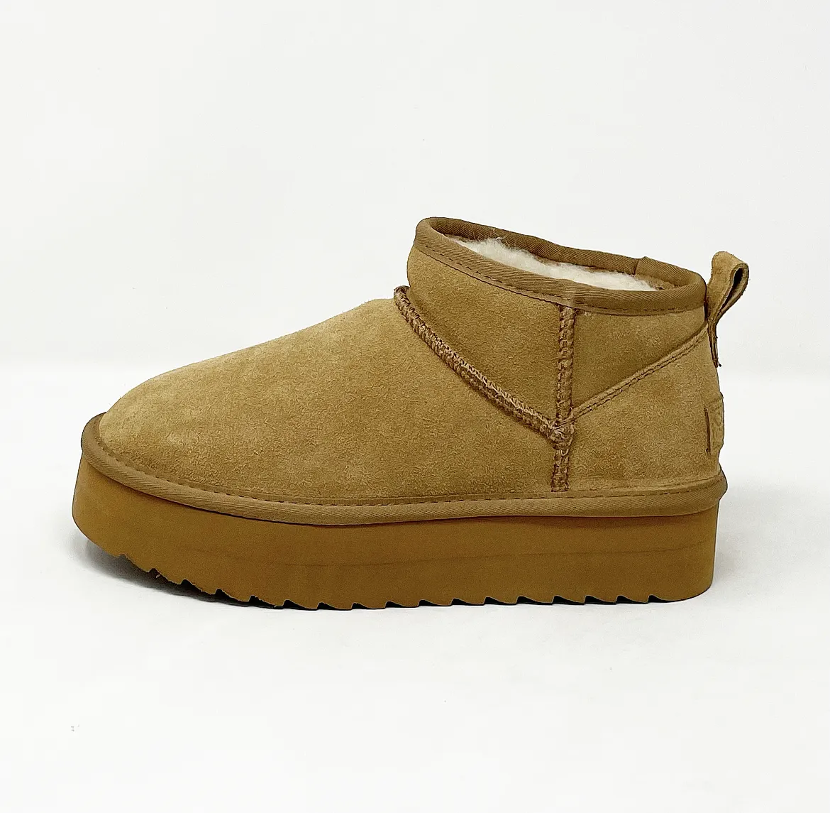 STIVALE INVERNALE PLATFORM TAGLIO MINI IN CAMOSCIO CON FODERA MISTO LANA COD. 11