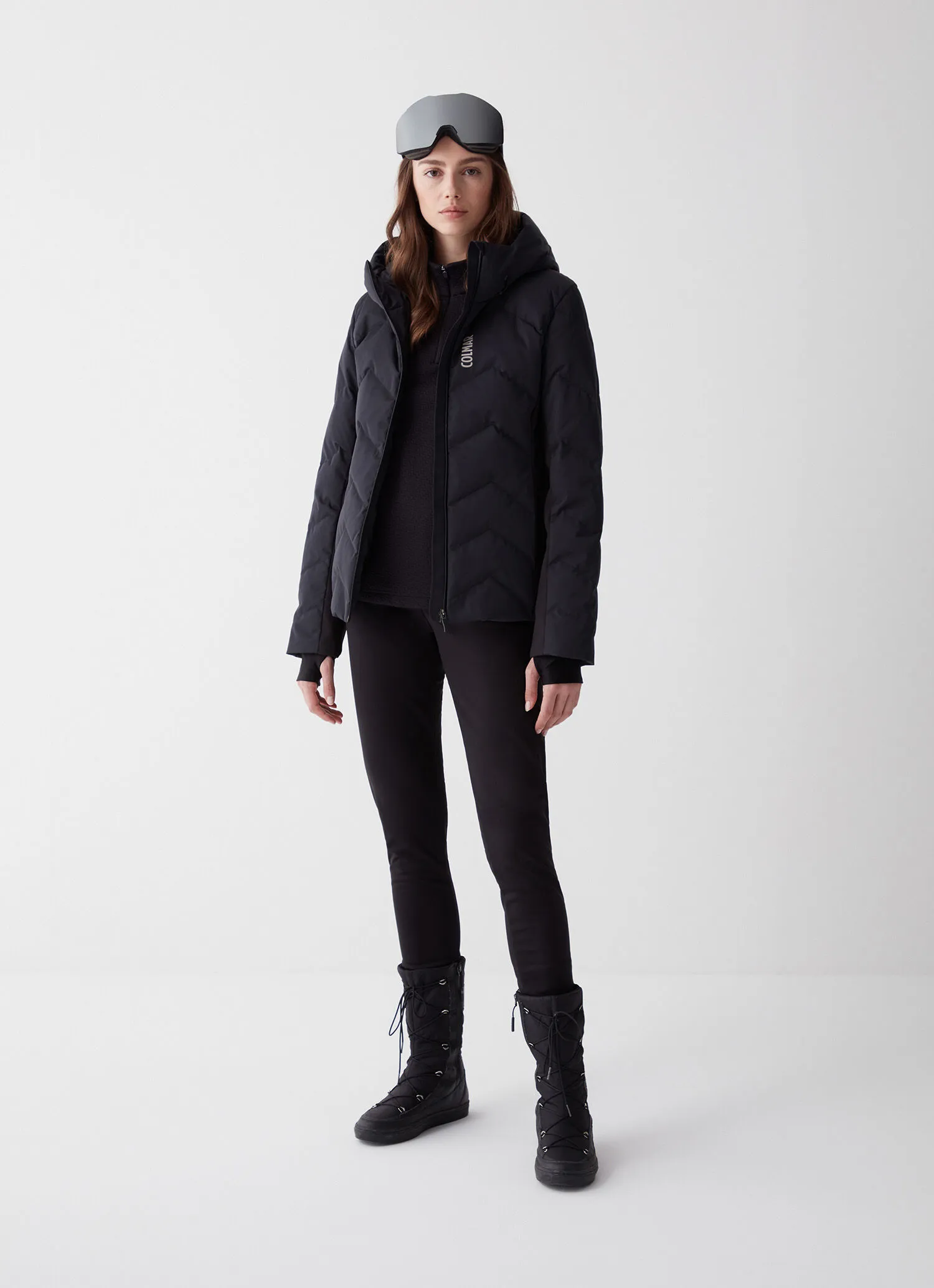Stretch ski jacket with wide hood-collar