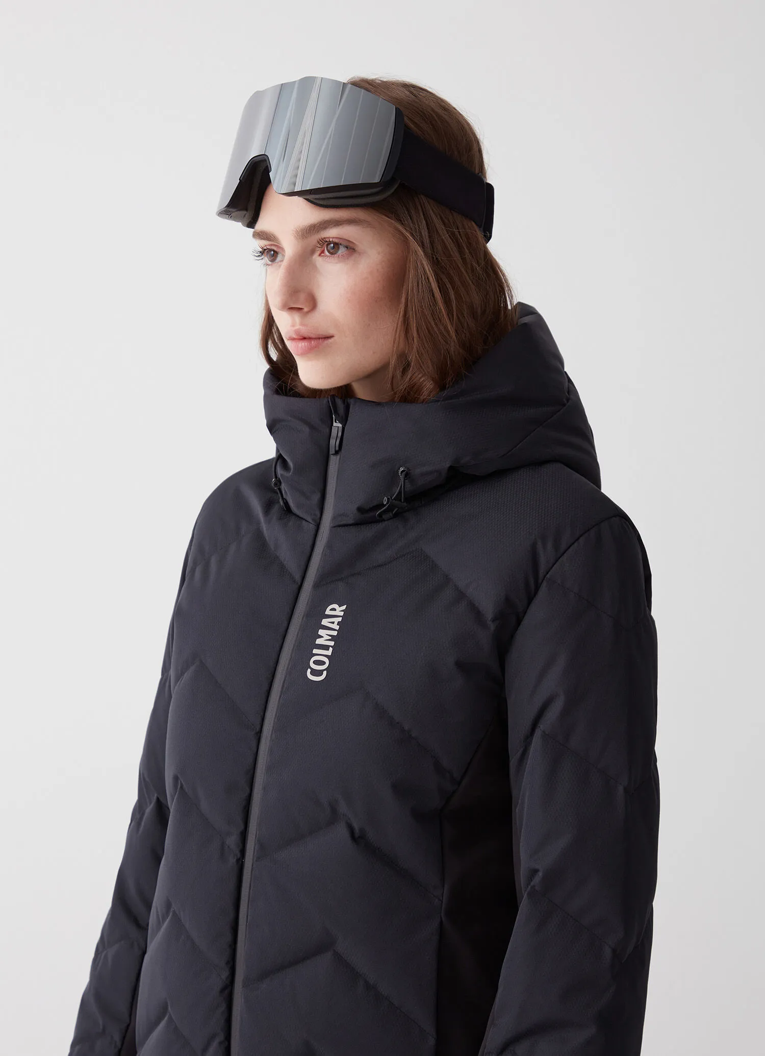 Stretch ski jacket with wide hood-collar