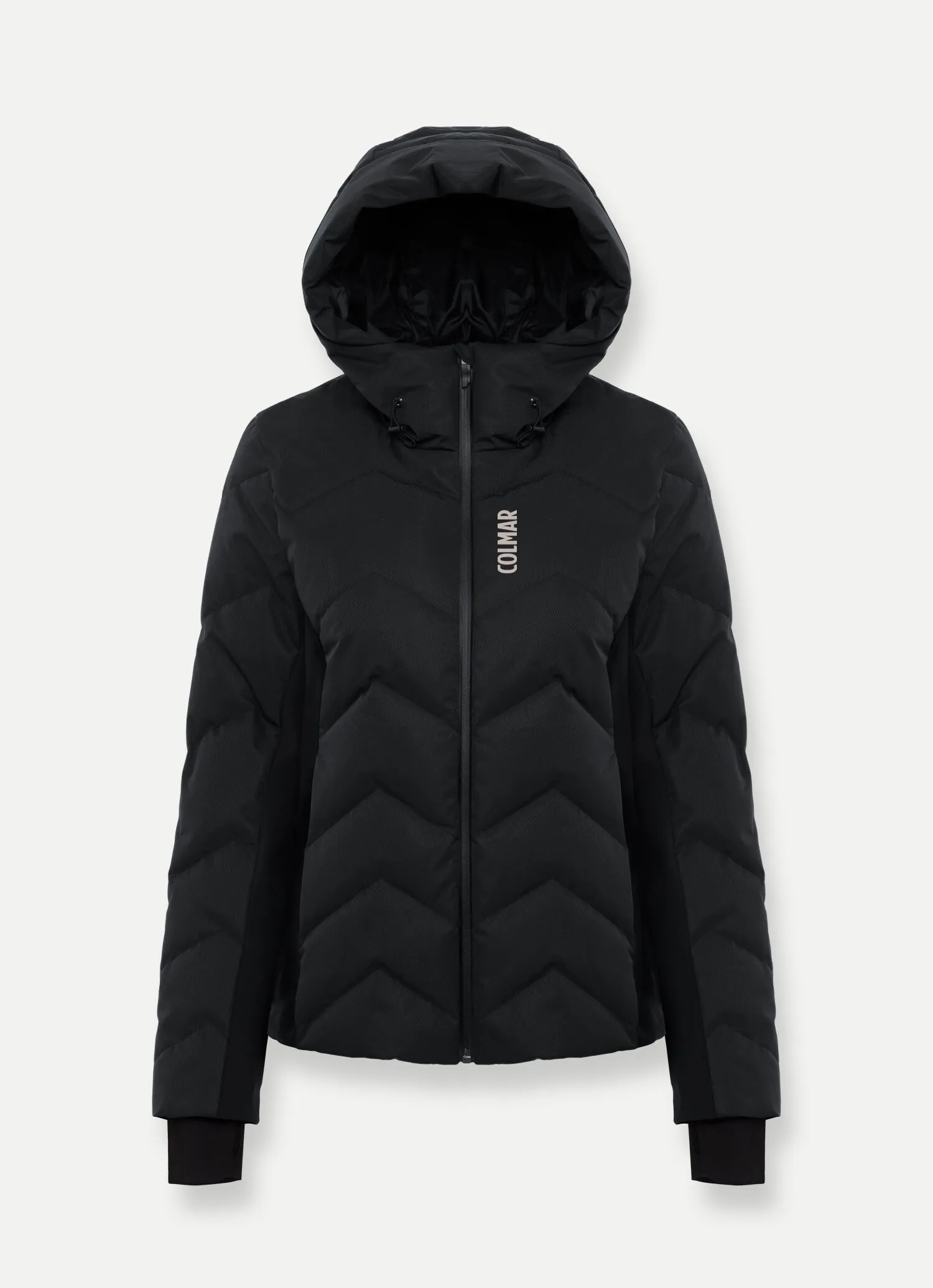 Stretch ski jacket with wide hood-collar