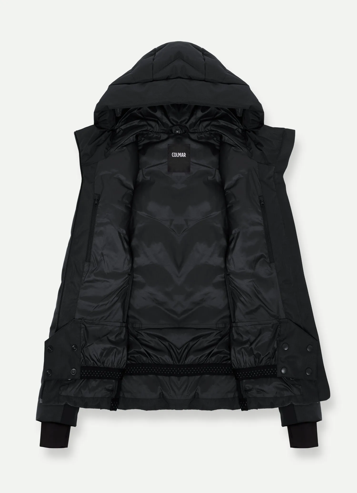 Stretch ski jacket with wide hood-collar