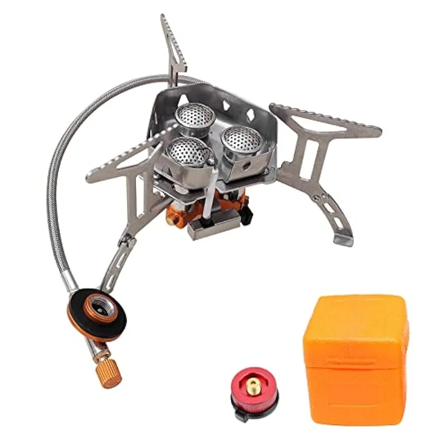 Stufa a gas da campeggio da 5800 W, mini bruciatore a gas portatile con accensione piezo-elettrica, pieghevole antivento stufa a