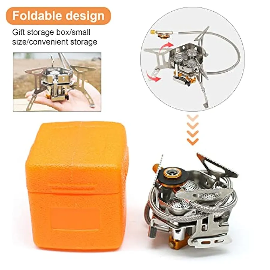 Stufa a gas da campeggio da 5800 W, mini bruciatore a gas portatile con accensione piezo-elettrica, pieghevole antivento stufa a