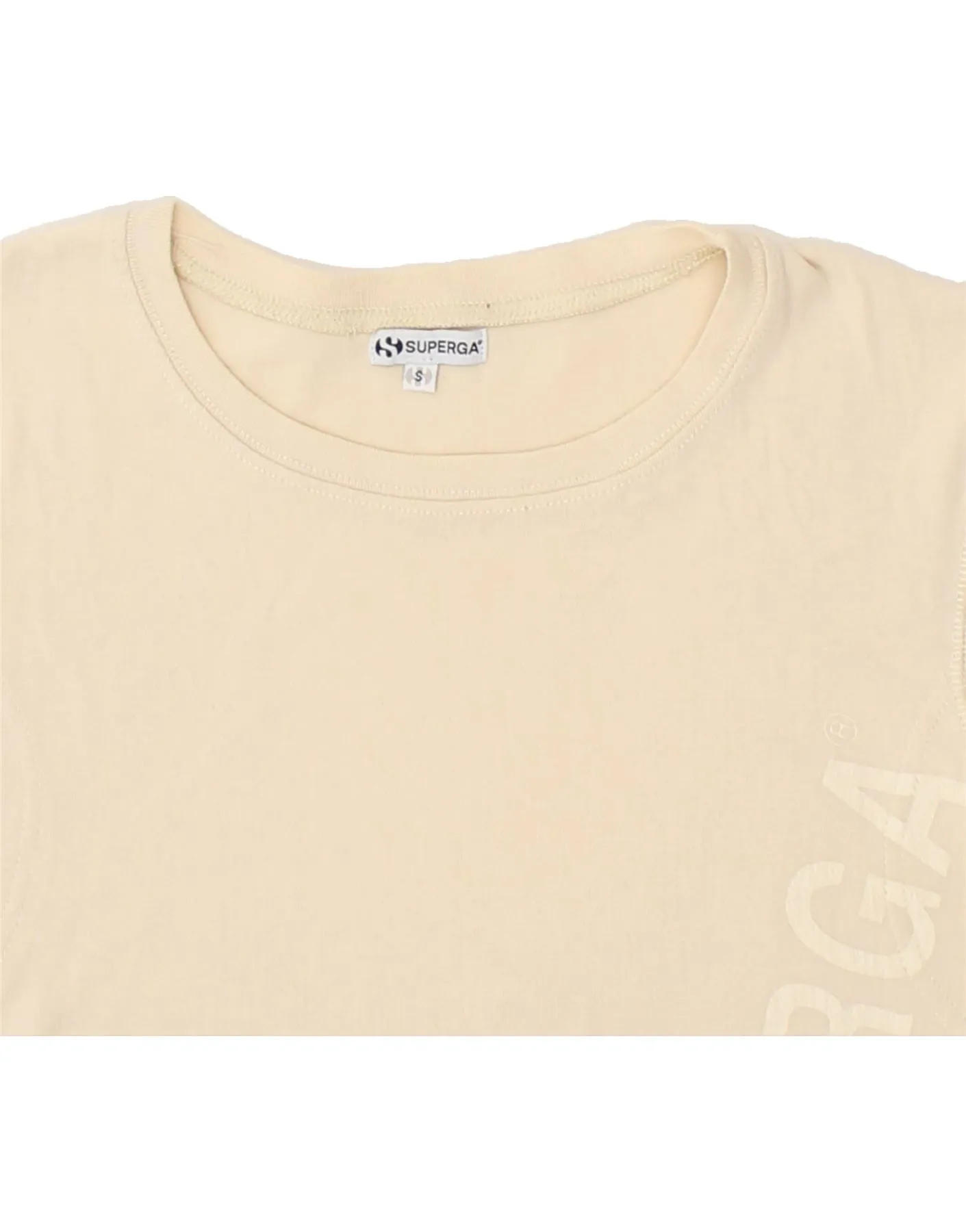 SUPERGA Womens Graphic T-Shirt Top UK 10 Small Off White Cotton