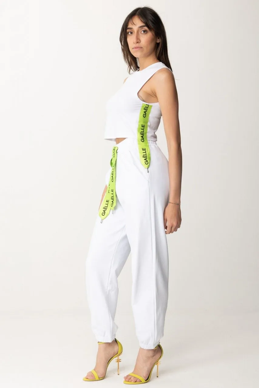 T-shirt cropped con nastro logato Bianco