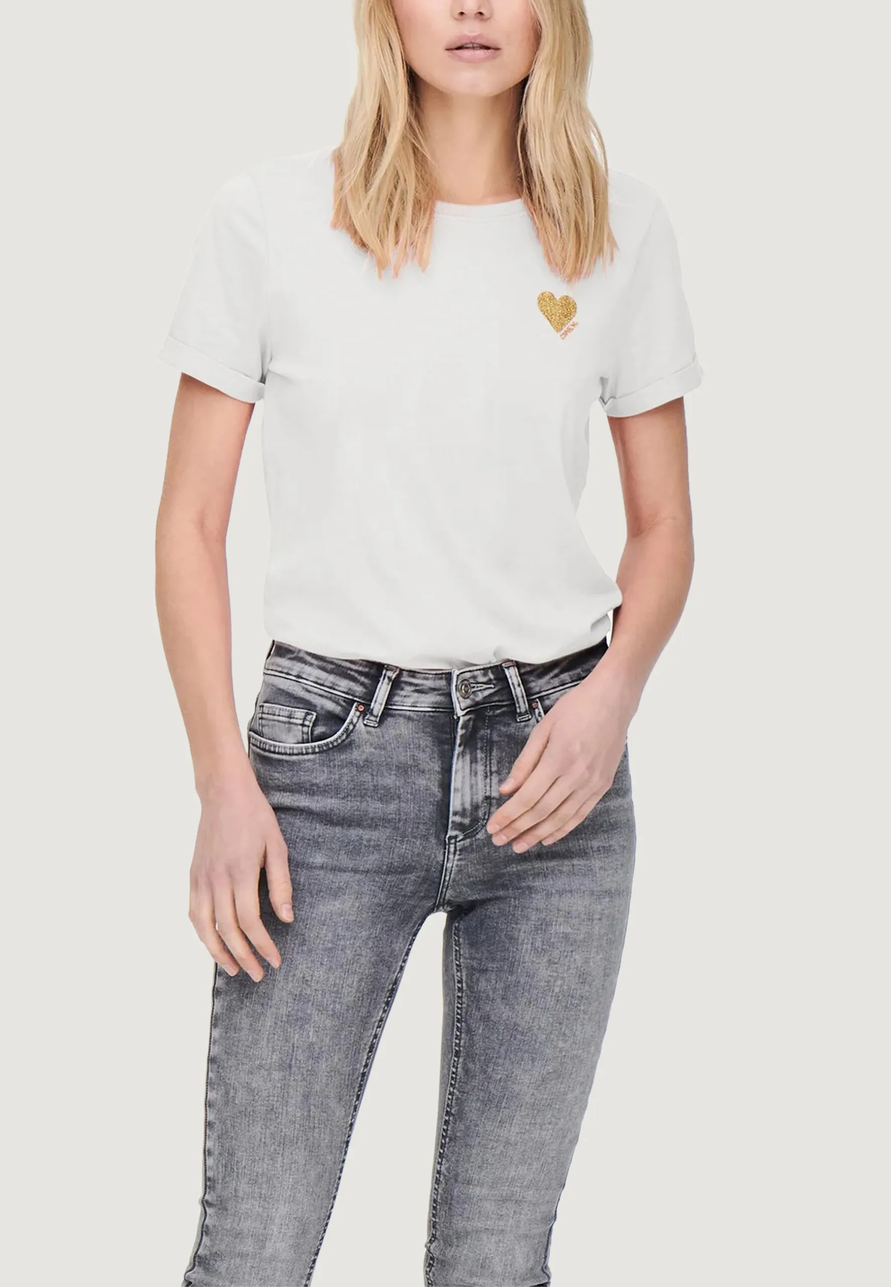 T-shirt Only ONLKITA LIFE S/S LOGO TOP NOOS Bianco
