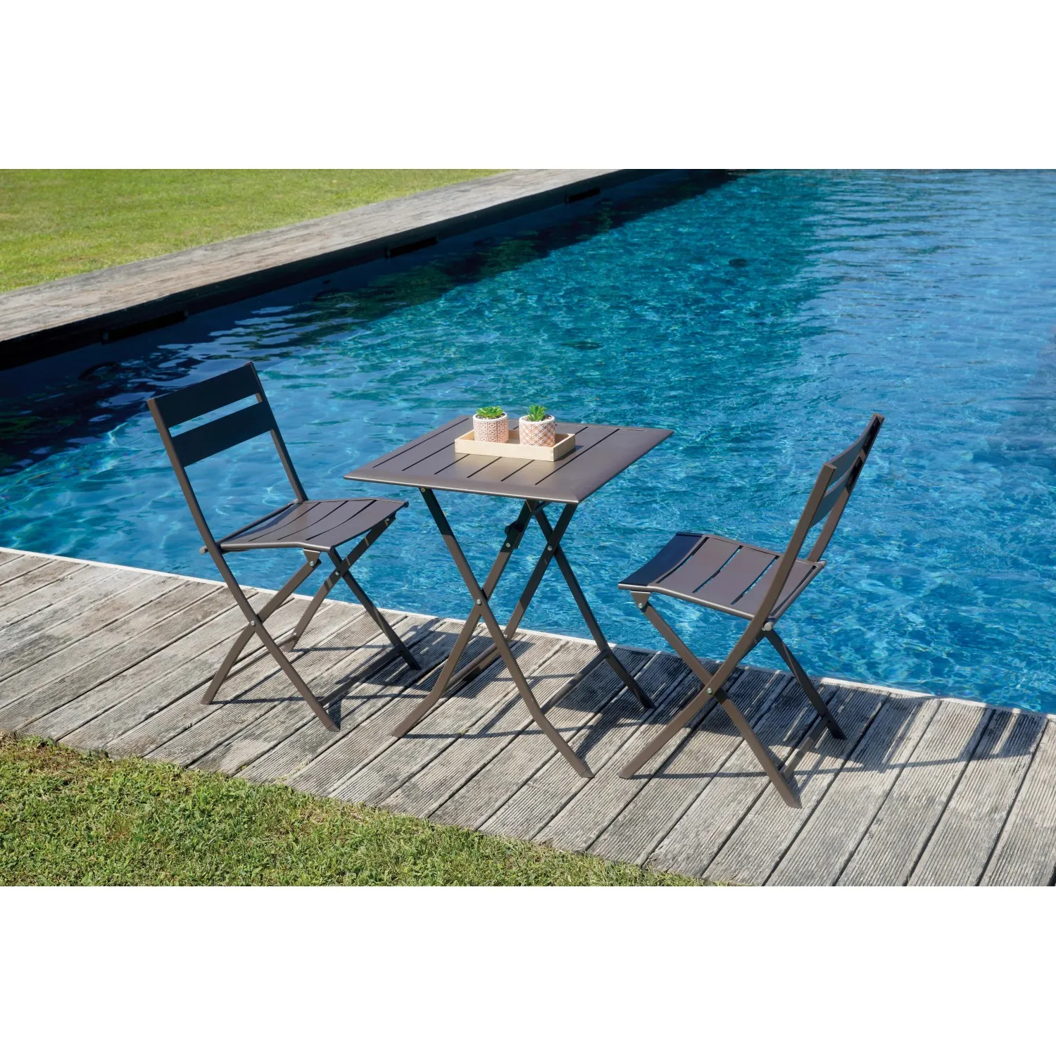 Tavolo pieghevole da giardino in alluminio chocolate 60x60 cm