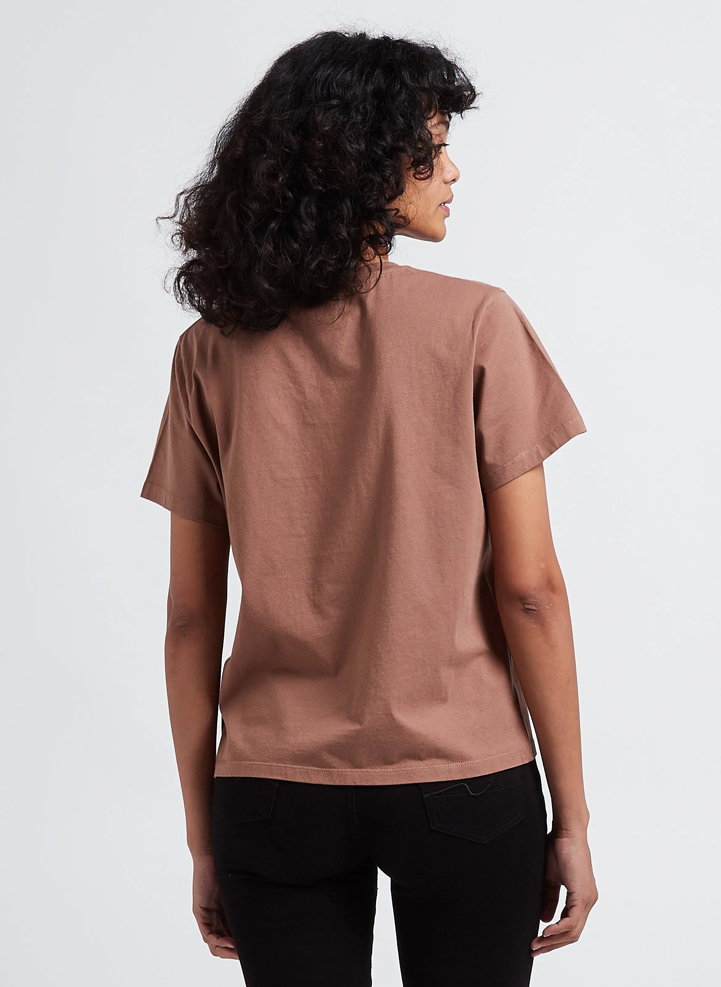  THE NEW SOCIETY   AMARA - T-shirt scollo tondo serigrafata in cotone | Marrone