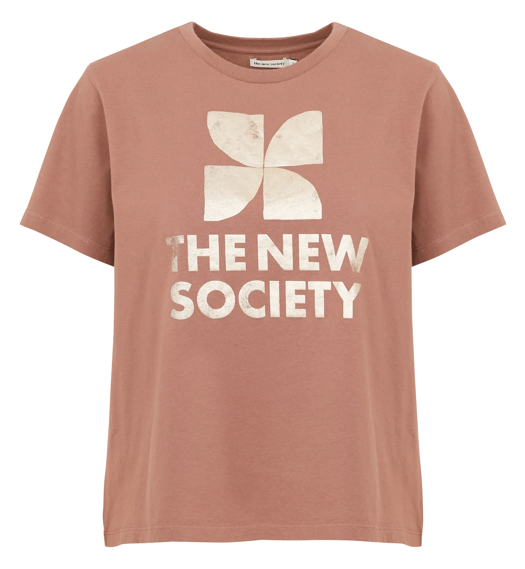  THE NEW SOCIETY   AMARA - T-shirt scollo tondo serigrafata in cotone | Marrone