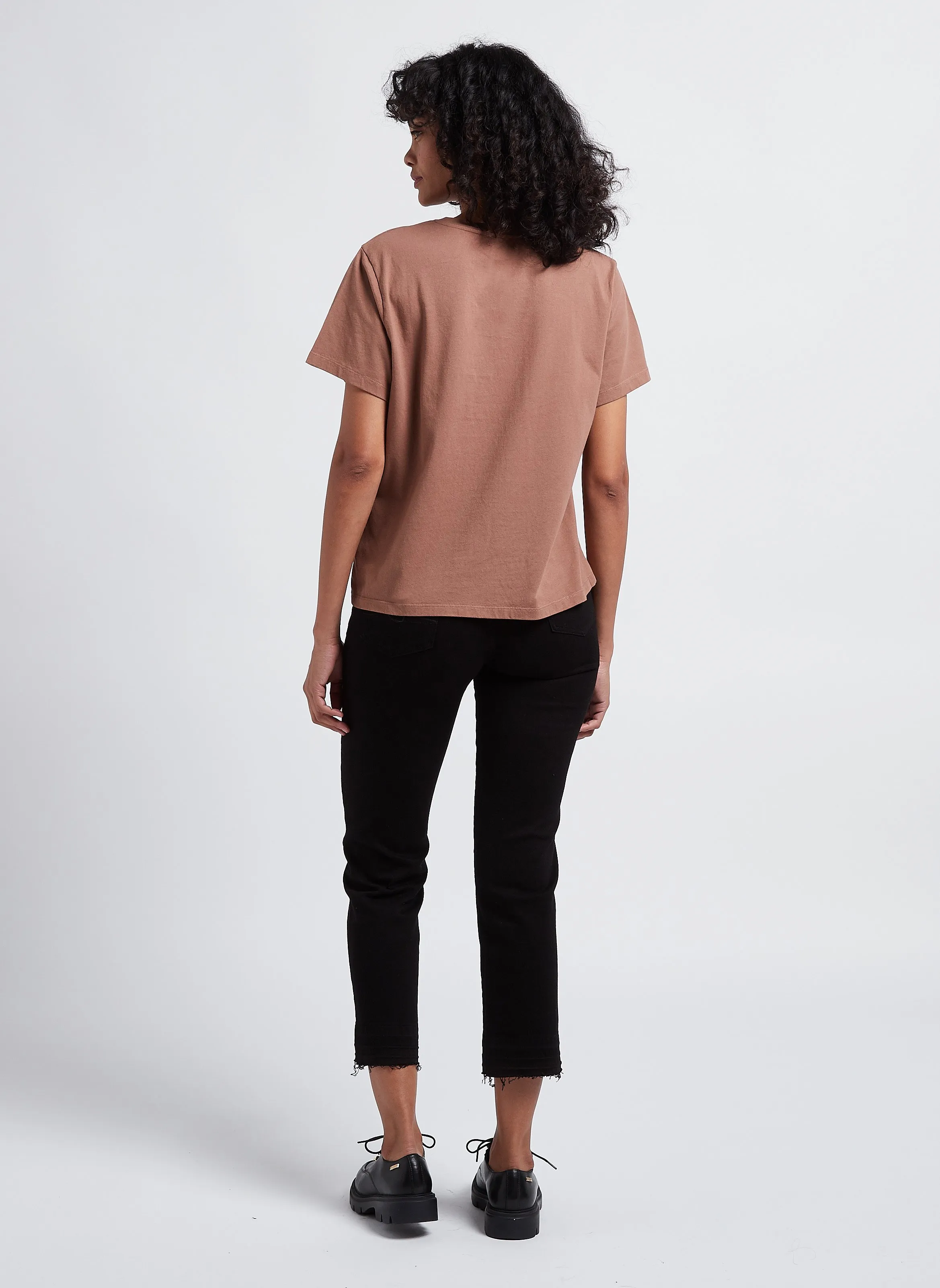  THE NEW SOCIETY   AMARA - T-shirt scollo tondo serigrafata in cotone | Marrone
