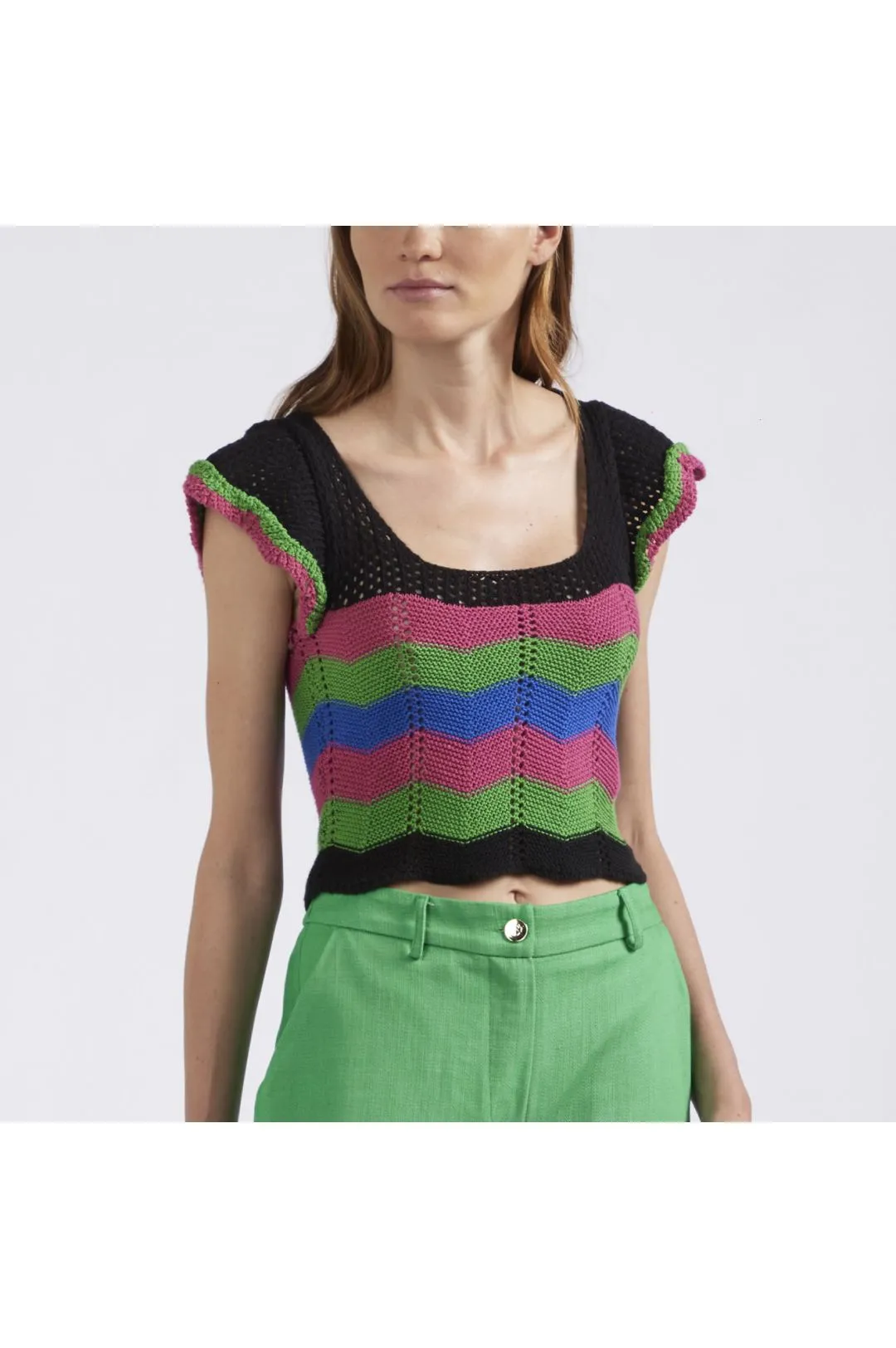 top multicolor lavorazione crochet multicolor