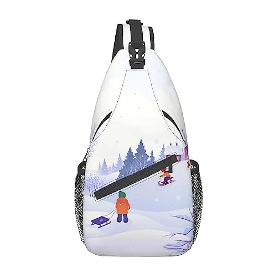 UNIOND Sci invernale Stampato Sling Bag Regolabile Spalla Zaino Crossbody Petto Borsa per Viaggi Sport, Nero , Taglia unica 1349