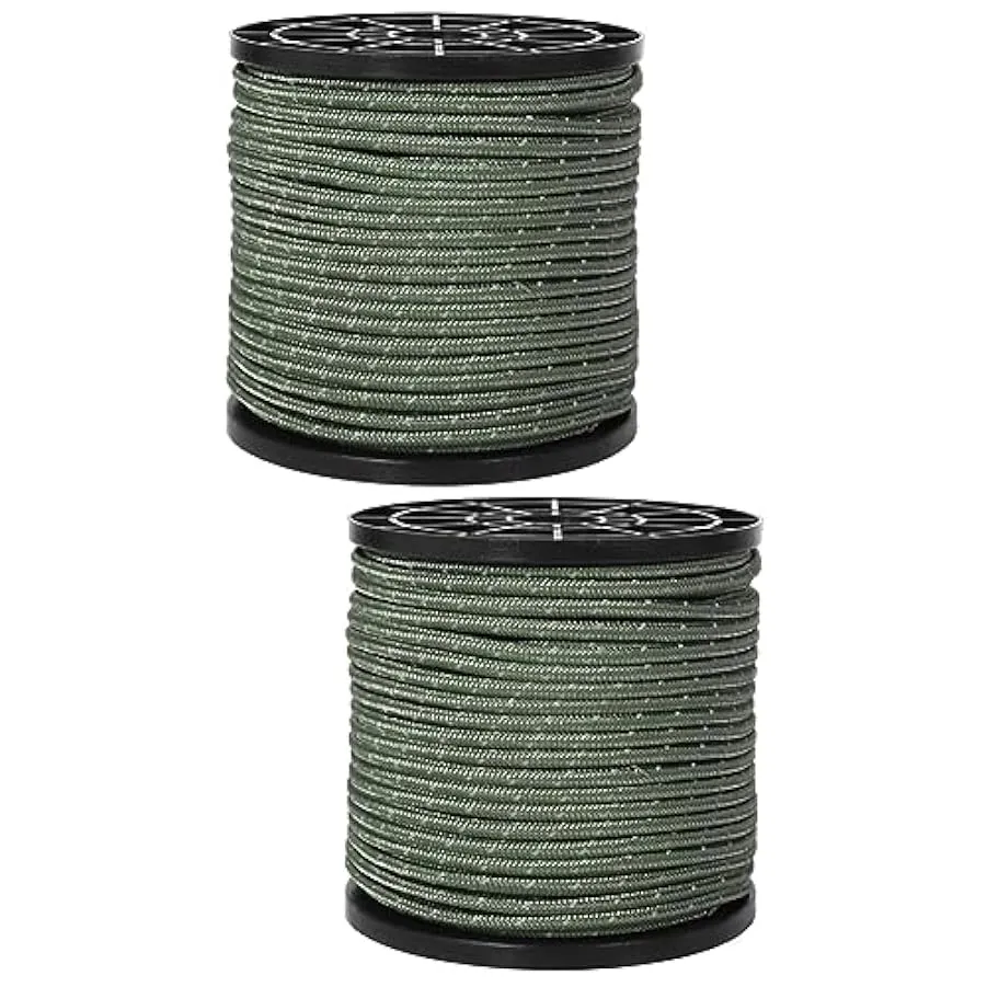 Uonlytech 2 Rotoli Corda Riflettente Della Tenda Paranco Di Prua Corda Da Campeggio Tettuccio Antivento Elastico Per Tenda Tendi