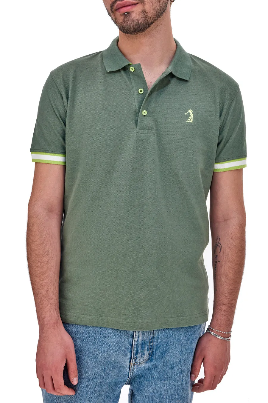   US GOLF CLUB Polo Mezza Manica Verde Miliatre US Golf Club 1327