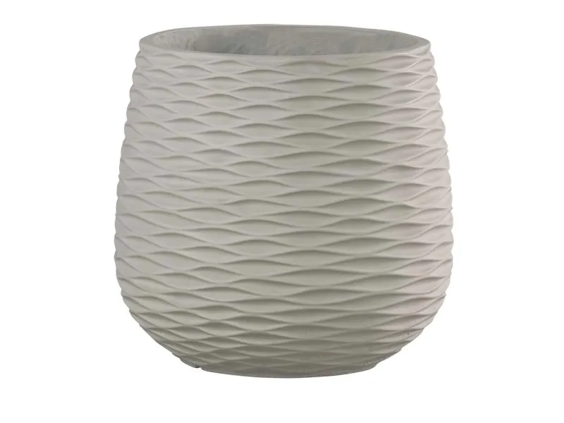 Vaso tondo in fibra di argilla crema Ø 36 cm