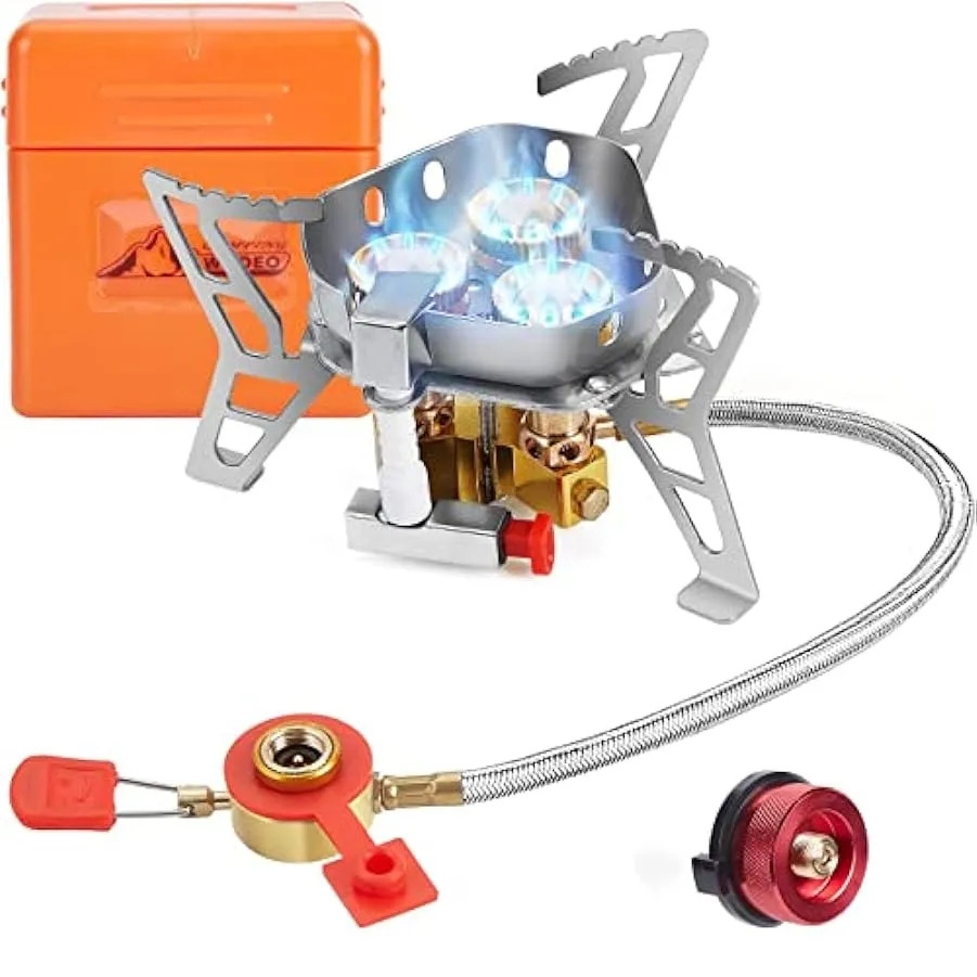 WADEO 7200W Fornello da campeggio antivento, fornello a gas da campeggio con accensione piezoelettrica e adattatore butano, forn