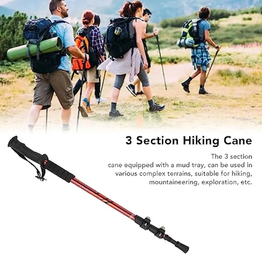 Zerodis Canna da Escursione, Canna da Passeggio Durevole Telescopica in Lega di Alluminio Ampia Applicazione 3 Sezione per Alpin