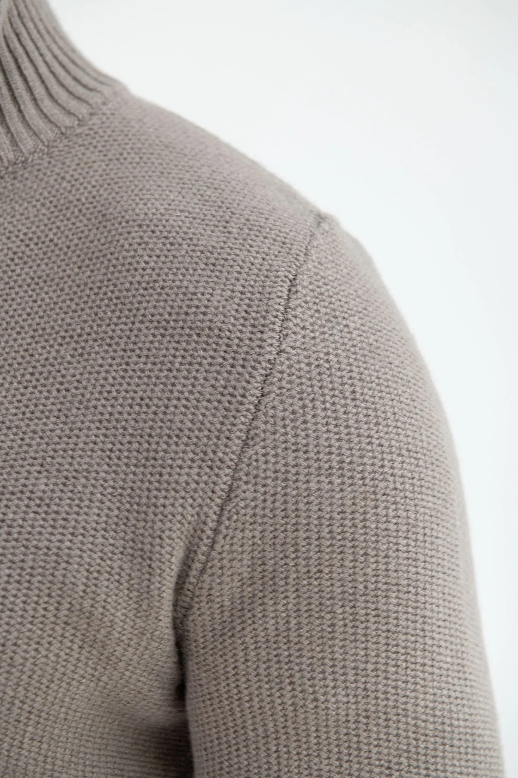 Zip intera in misto cashmere nido d'ape tortora – Made in Italy    