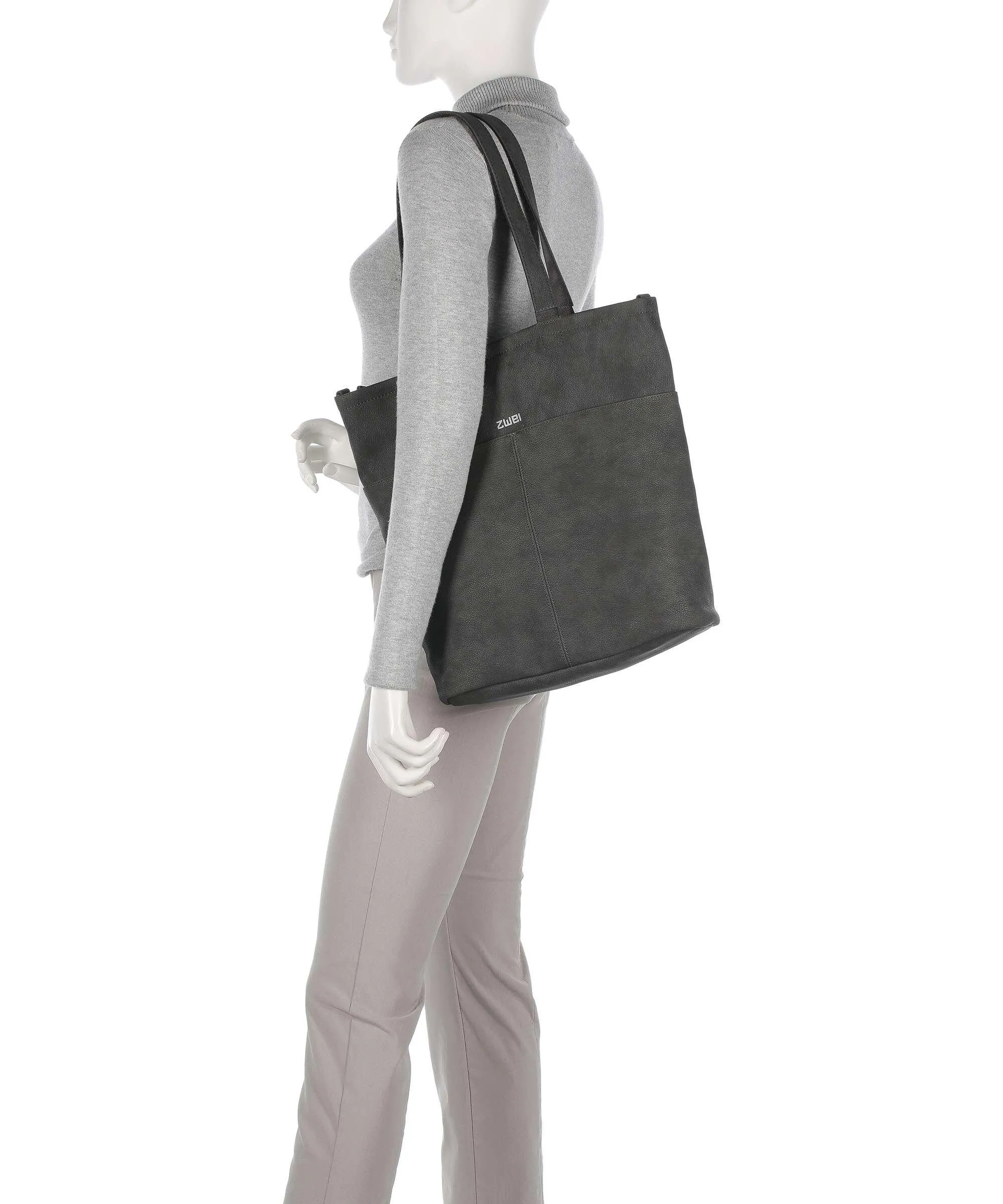  Zwei Mademoiselle.M M145 Borsa shopper pelle sintetica grigio scuro  